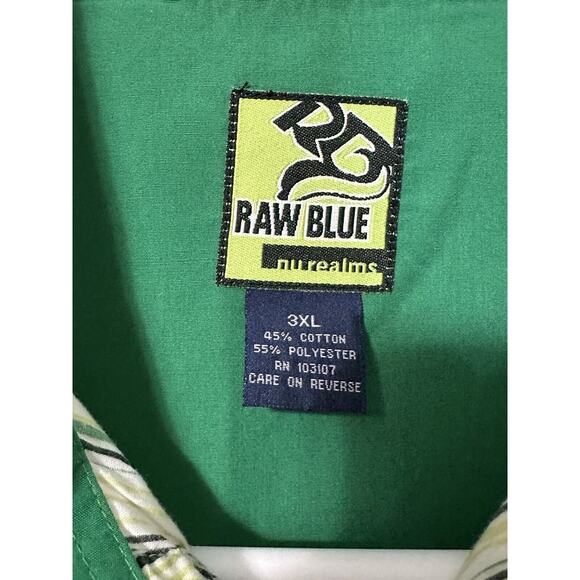 Raw Blue Nu Realms shirt Mens 3XL Multi Colored Striped Button Down Cuff Sleeves - Picture 6 of 14